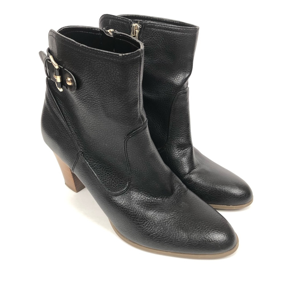 Tommy Hilfiger Stacked Heel Black Zipper Boots 10
